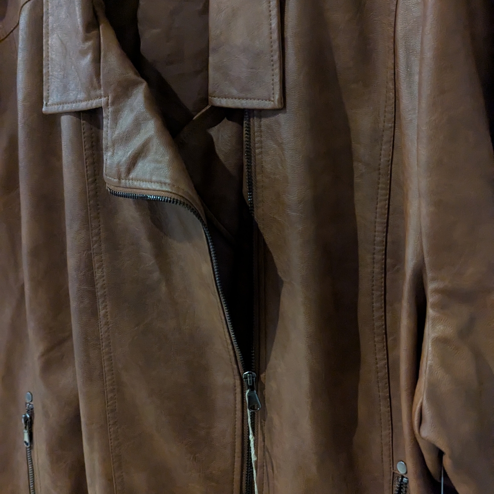 Brown Leather Jacket 5X - Picture 3 of 5